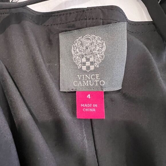 Vince Camuto Black Satin Maxi Slip Dress V-Neck Spaghetti Strap Front Slit 4 - Picture 11 of 13